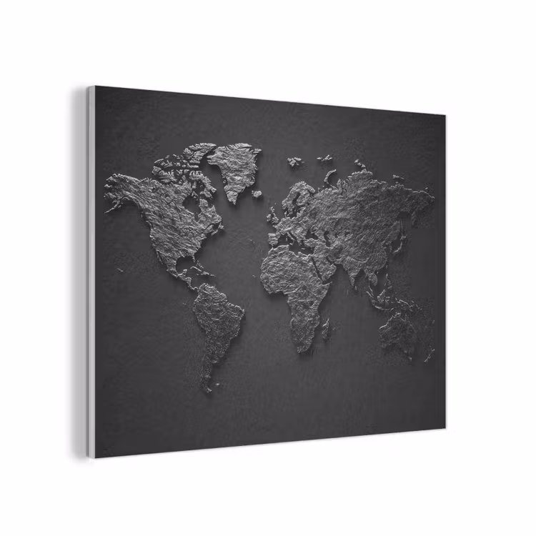 Wereldkaart - Zwart - Donker PET vilt klein -3d