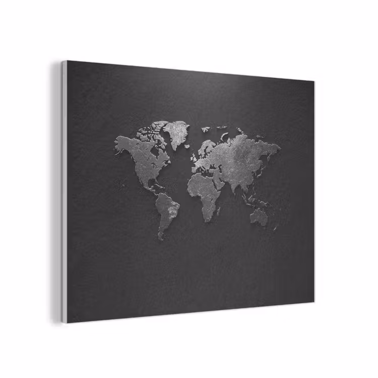 Wereldkaart - Zwart - Structuur PET vilt klein -3d