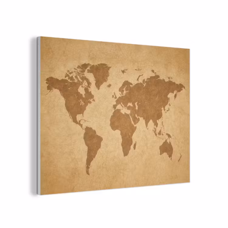 Wereldkaart -  sepia silhouet PET vilt klein -3d