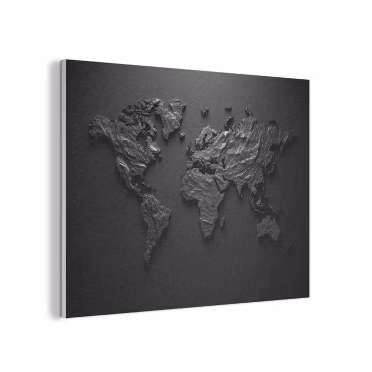 Wereldkaart - Steen - Zwart PET vilt klein -3d