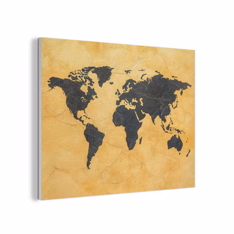 Wereldkaart - Stenen textuur - Goud PET vilt klein -3d