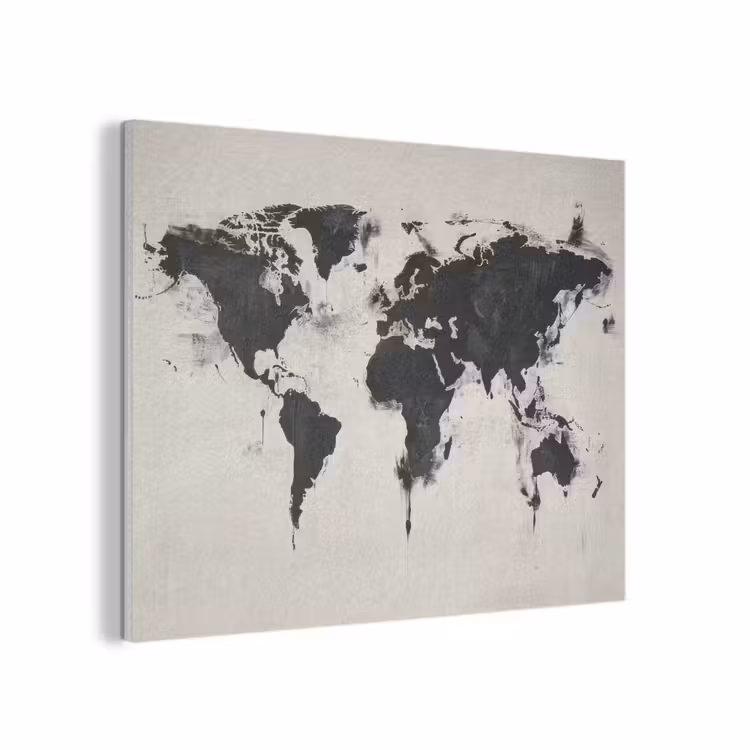 Wereldkaart - Textuur - Verf PET vilt klein -3d