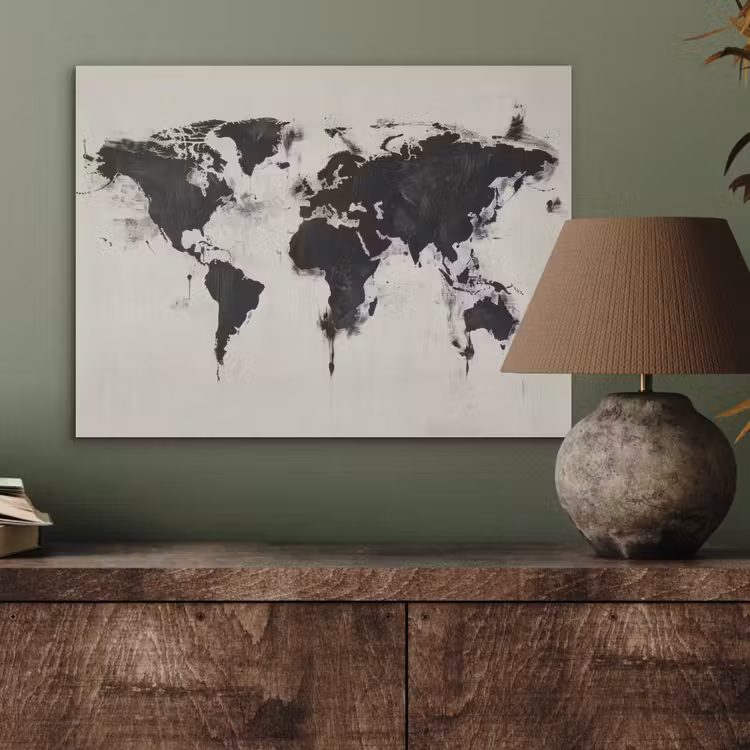 Wereldkaart - Textuur - Verf PET vilt klein -sfeer2