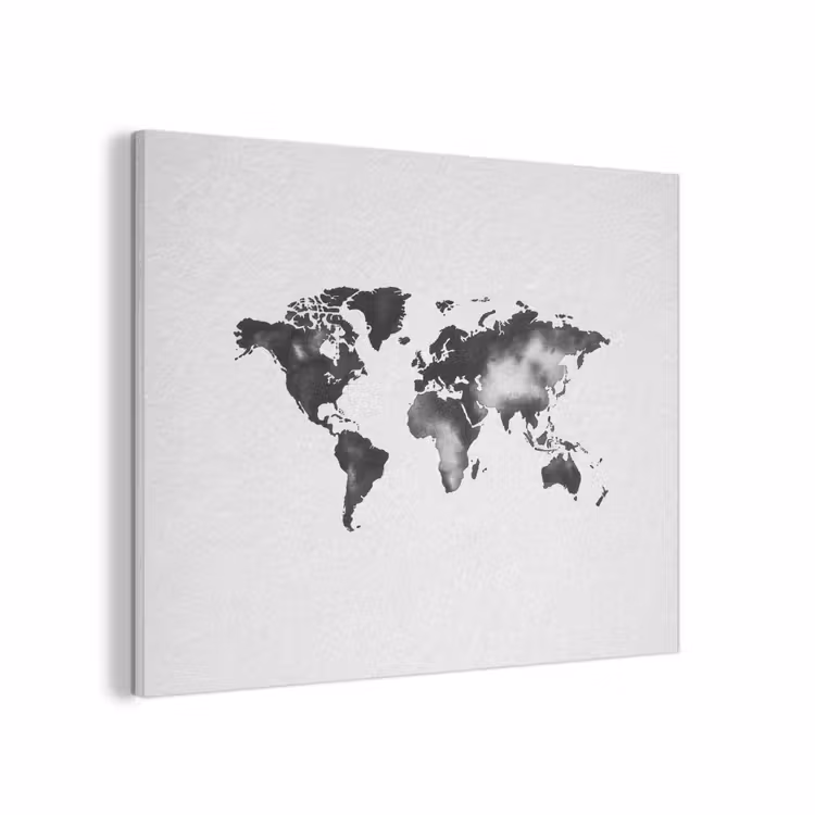 Wereldkaart - Inkt - Zwart PET vilt klein -3d