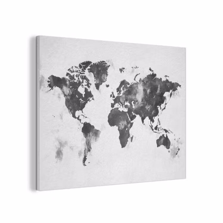 Wereldkaart - Inkt - Zwart PET vilt klein -3d