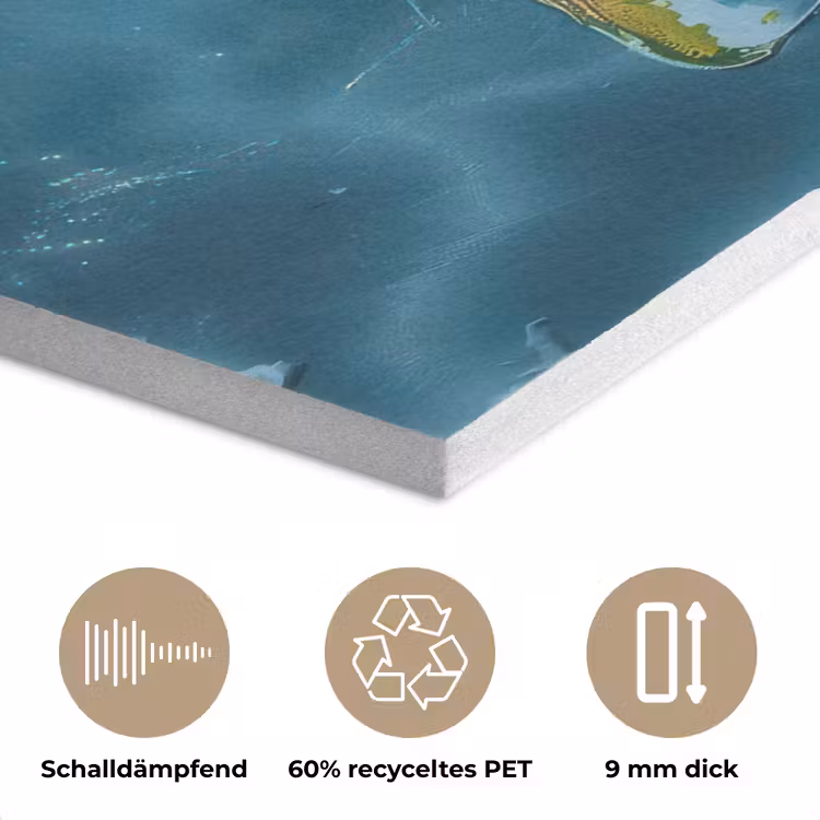 Wereldkaart - Topografisch reliëf PET vilt klein -closeup_DE