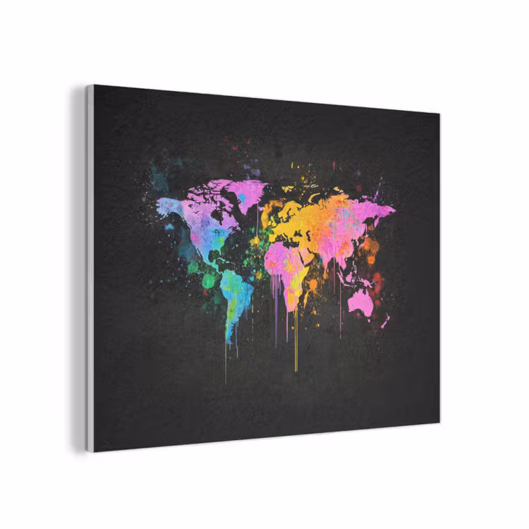 Wereldkaart - Druppen - Abstract - Roze PET vilt klein -3d