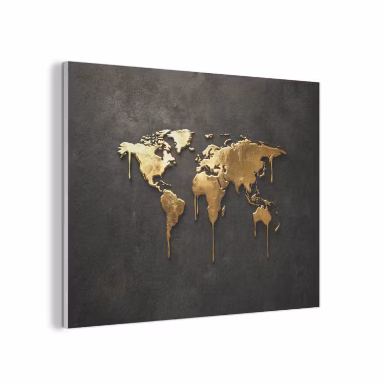 Wereldkaart - Druipende randen - Zwart PET vilt klein -3d