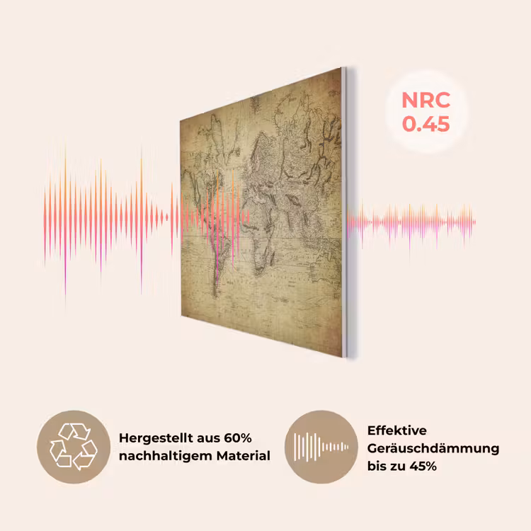 Wereldkaart - Vintage - Antiek - Bruin - Papier PET vilt klein -USP_DE