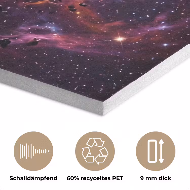 Space - Stars - Abstract - Colorful PET vilt klein -closeup_DE