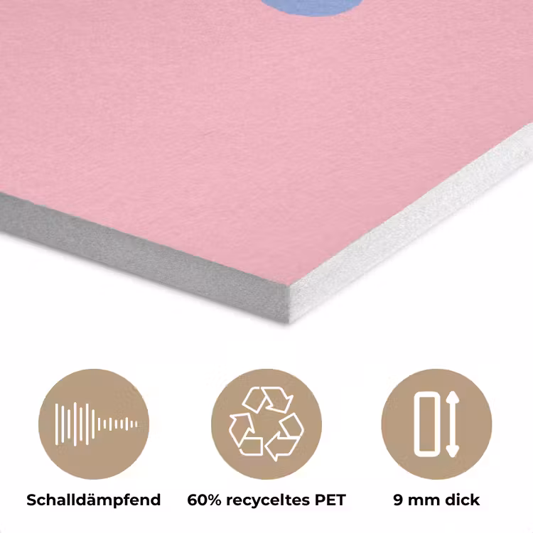 How lucky are we - Klavervier - Roze - Blauw PET vilt klein -closeup_DE