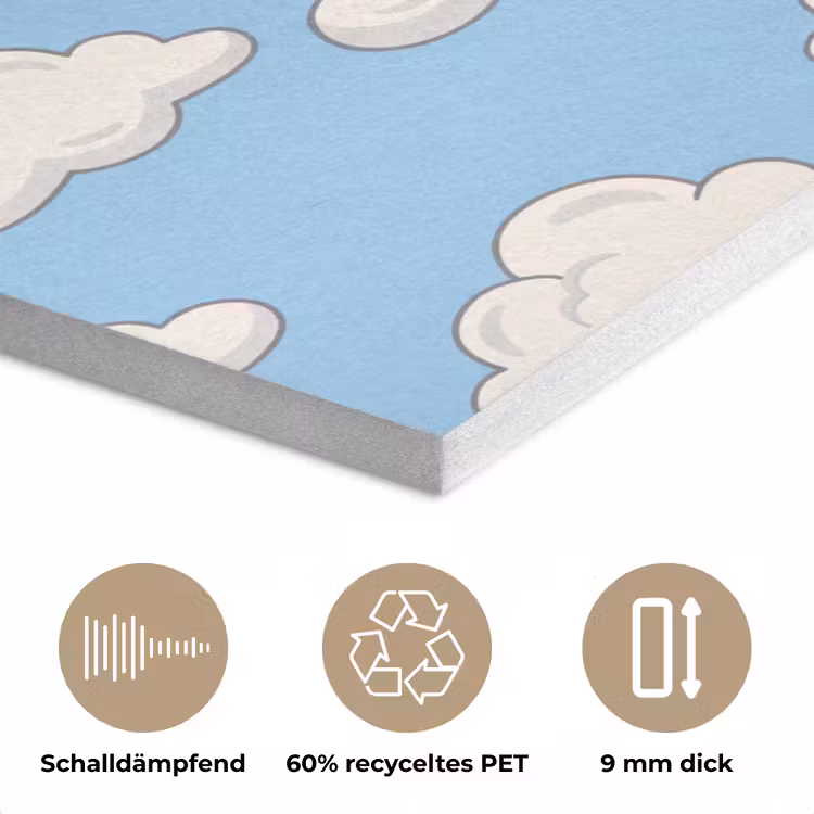 Wolk - Cartoon - Lucht - Blauw - Wit PET vilt klein -closeup_DE