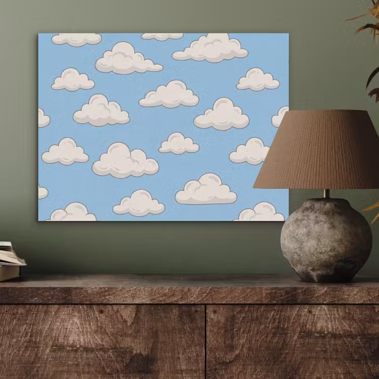 Wolk - Cartoon - Lucht - Blauw - Wit PET vilt klein -sfeer2