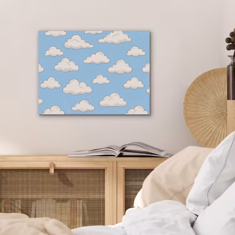 Wolk - Cartoon - Lucht - Blauw - Wit PET vilt klein -sfeer3