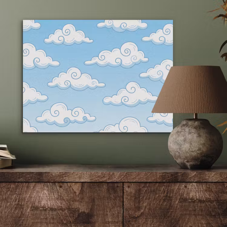 Wolk - Lucht - Cartoon - Blauw - Wit PET vilt klein -sfeer2