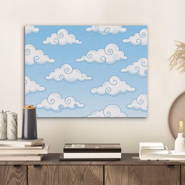 Wolk - Lucht - Cartoon - Blauw - Wit PET vilt klein -sfeer1