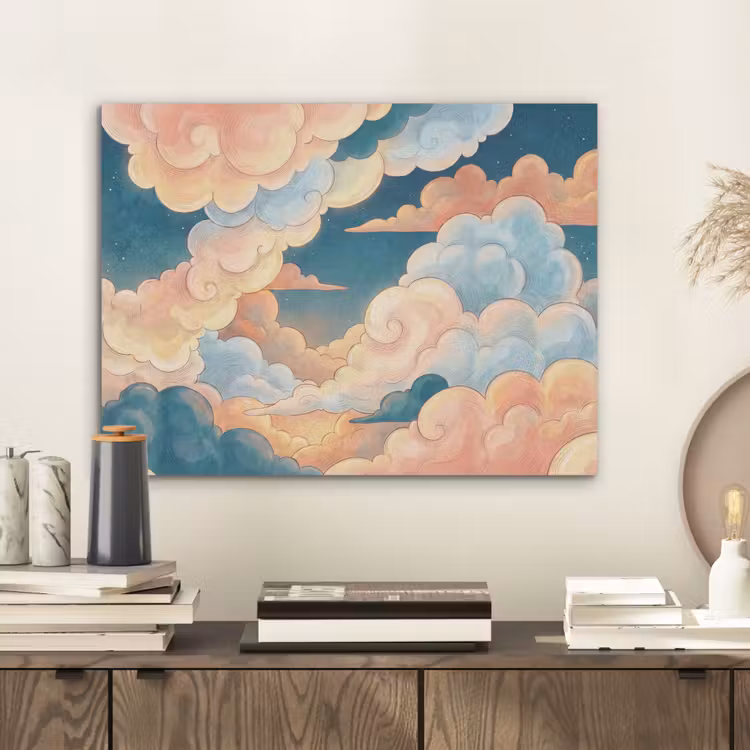 Wolk - Lucht - Natuur - Illustratief - Oranje PET vilt klein -sfeer1