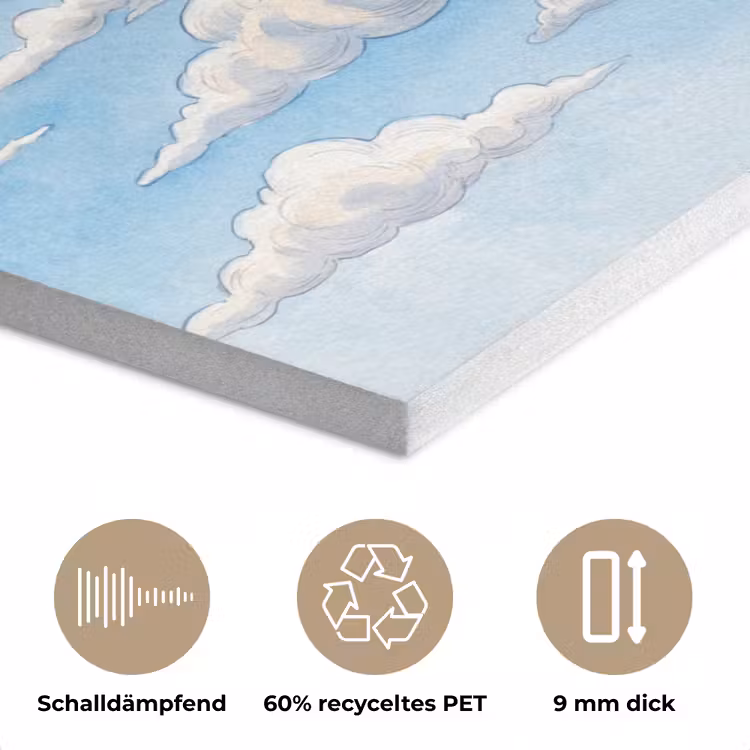 Wolken - Blauwe lucht - Natuur - Modern - Wit PET vilt klein -closeup_DE