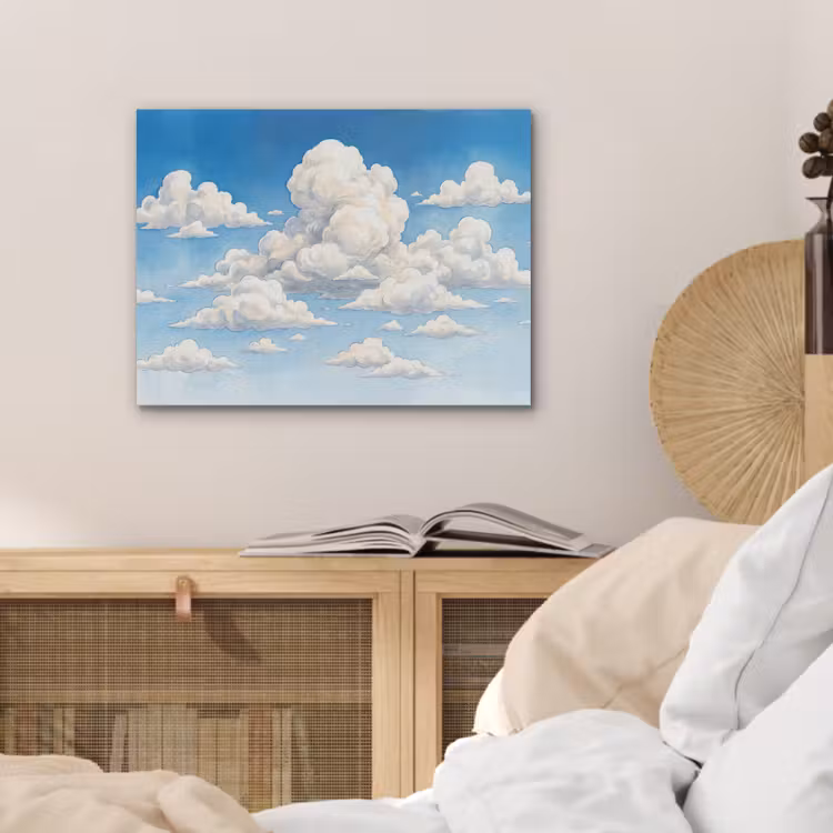 Wolken - Blauwe lucht - Natuur - Modern - Wit PET vilt klein -sfeer3