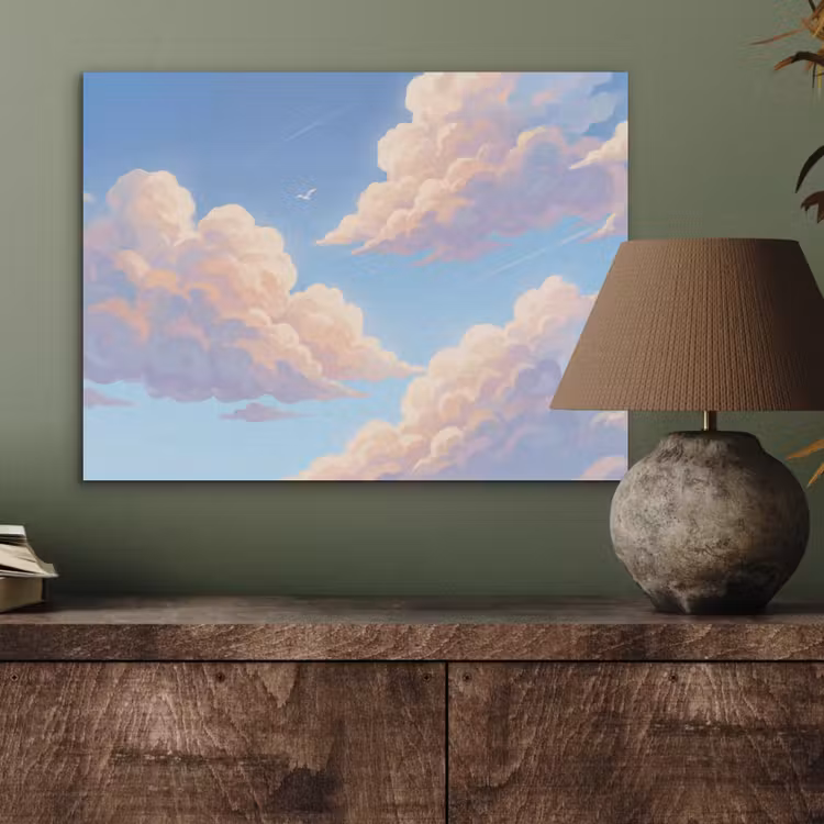 Wolken - Lucht - Natuur - Blauw PET vilt klein -sfeer2