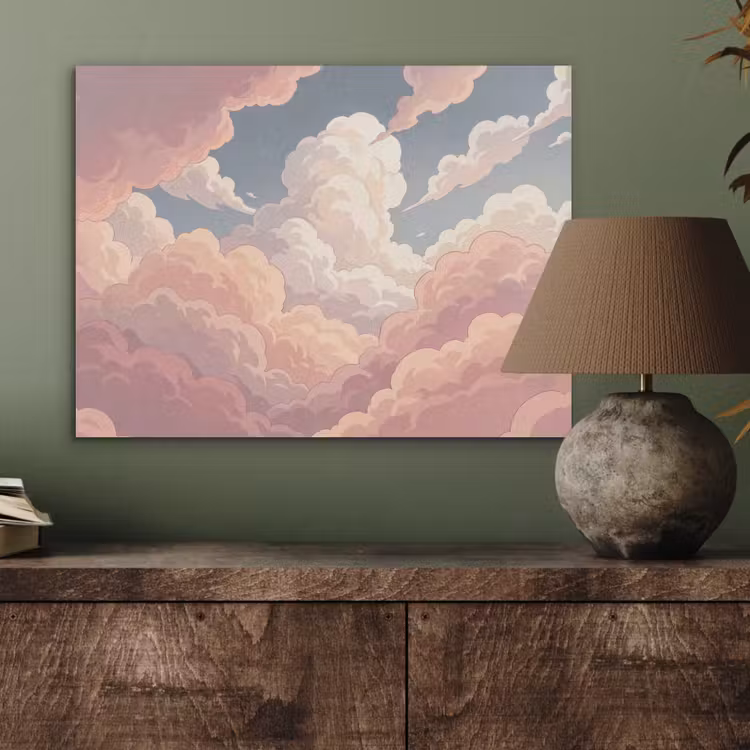 Wolken - Lucht - Natuur - Pastel - Roze PET vilt klein -sfeer2