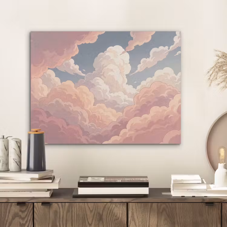 Wolken - Lucht - Natuur - Pastel - Roze PET vilt klein -sfeer1