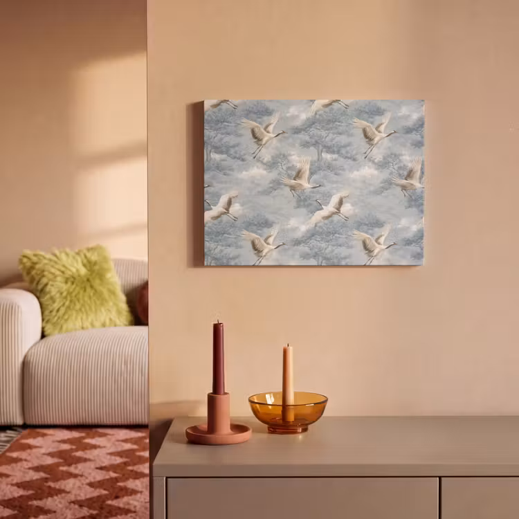 Wolken - Kraanvogels - Blauw PET vilt klein 837 -sfeer1