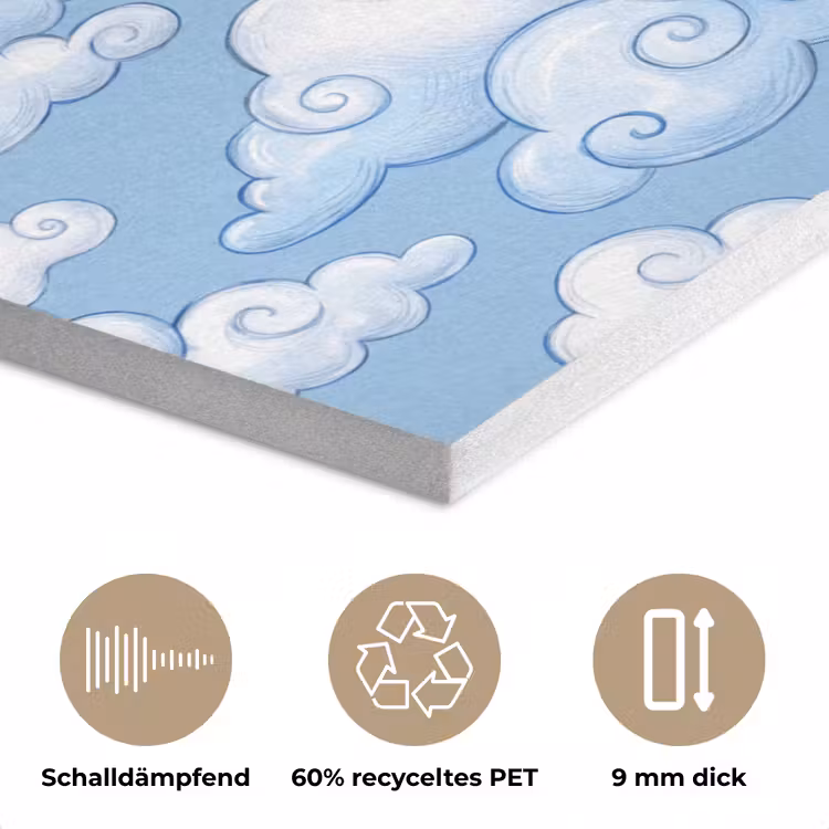 Wolken - Patroon - Hemel - Illustratie - Wit PET vilt klein -closeup_DE