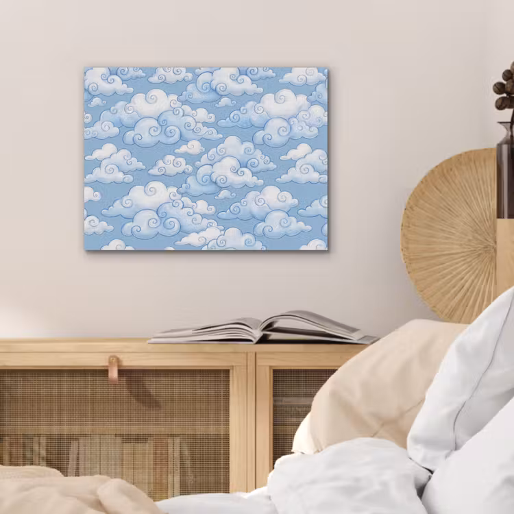 Wolken - Patroon - Hemel - Illustratie - Wit PET vilt klein -sfeer3