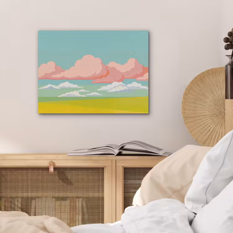 Wolken - Roze - Natuur - Modern - Pastel PET vilt klein -sfeer3