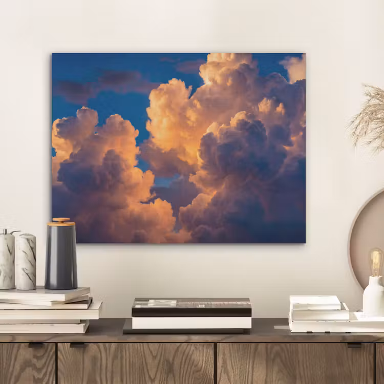 Wolken - Zonsondergang - Natuur - Oranje - Blauw PET vilt klein -sfeer1
