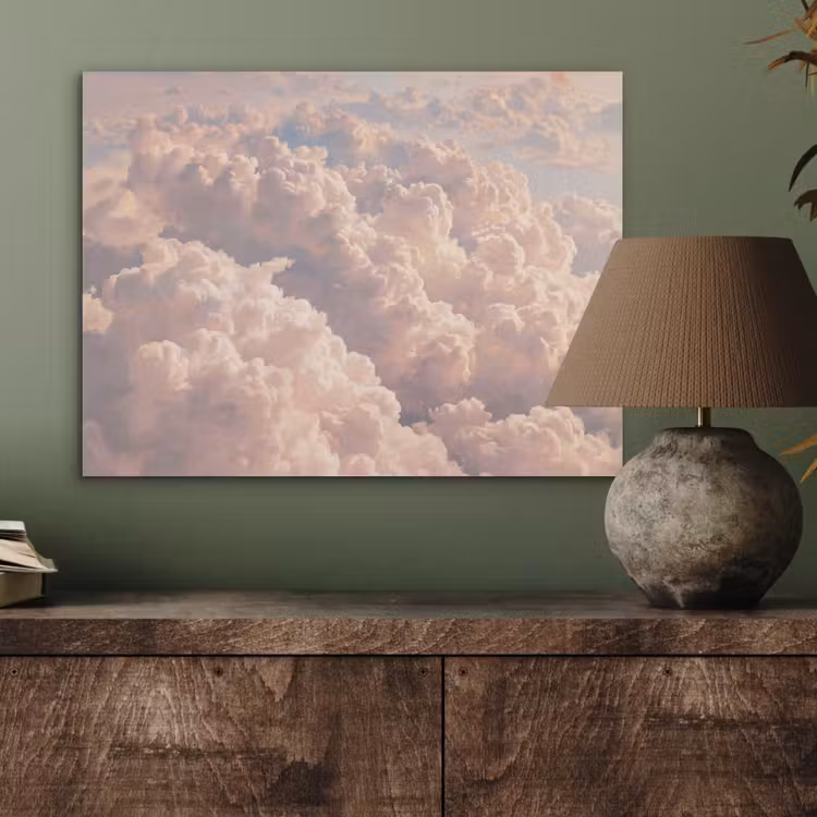 Wolken - Zonsondergang - Natuur - Pastel - Roze PET vilt klein -sfeer2