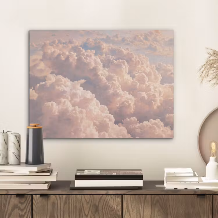 Wolken - Zonsondergang - Natuur - Pastel - Roze PET vilt klein -sfeer1