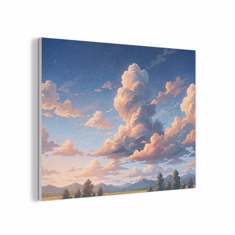 Wolken - Daghemel - Natuur - Illustratie - Oranje PET vilt klein -3d