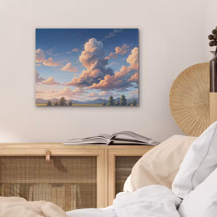 Wolken - Daghemel - Natuur - Illustratie - Oranje PET vilt klein -sfeer3