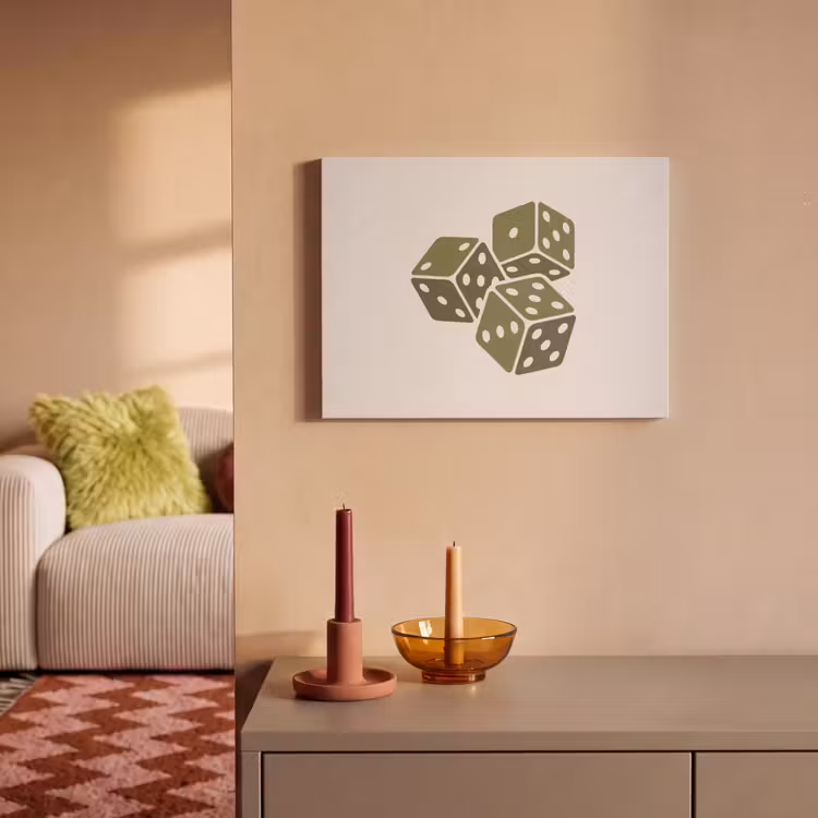 Dobbelsteen - Spel - Groen - Abstract PET vilt klein -sfeer1