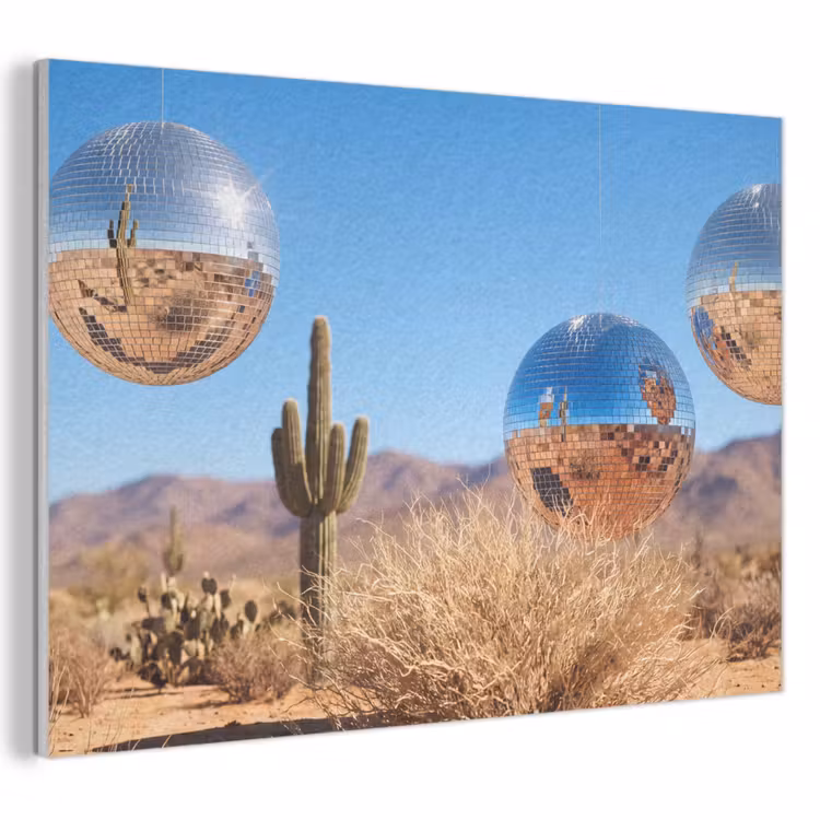 Akustikbild - Wüste – Spiegelkugel – Kunst - Woestijn - Spiegelbal - Kunst PET vilt klein