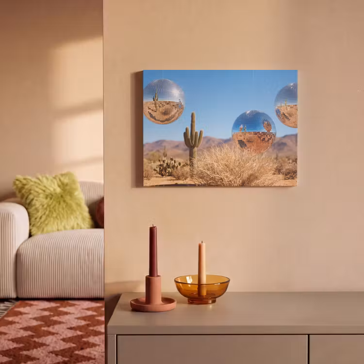 Akustikbild - Wüste – Spiegelkugel – Kunst - Woestijn - Spiegelbal - Kunst PET vilt klein