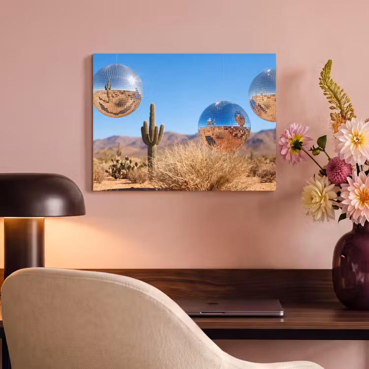 Akustikbild - Wüste – Spiegelkugel – Kunst - Woestijn - Spiegelbal - Kunst PET vilt klein
