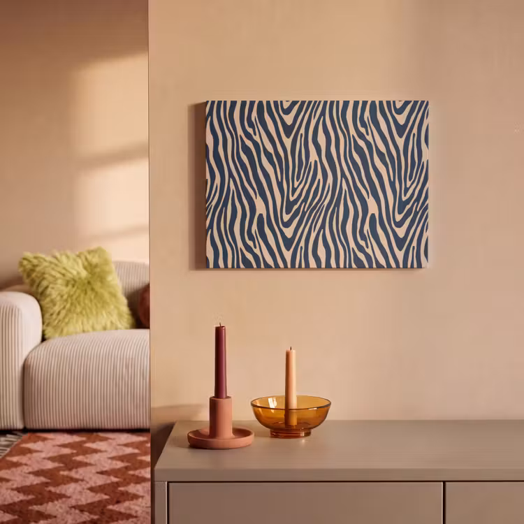 Zebra - Patroon - Blauw - Beige PET vilt klein 837 -sfeer1