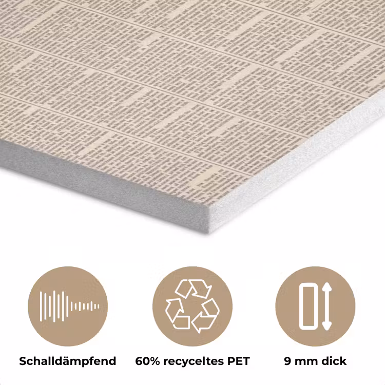 Krant - Nieuws - Historisch - Vintage - Beige PET vilt klein -closeup_DE