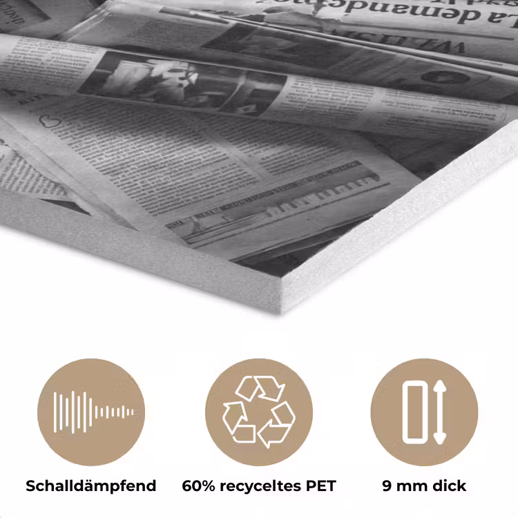 Krant - Stapel - Nieuws - Zwart-wit PET vilt klein -closeup_DE