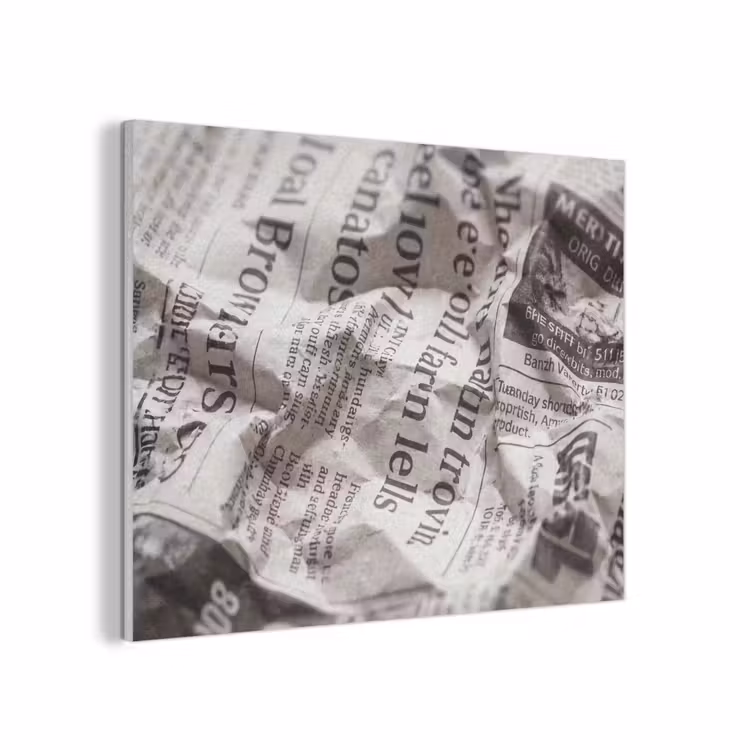 Krant - Gekreukeld - Textuur - Vintage - Zwart-wit PET vilt klein -3d