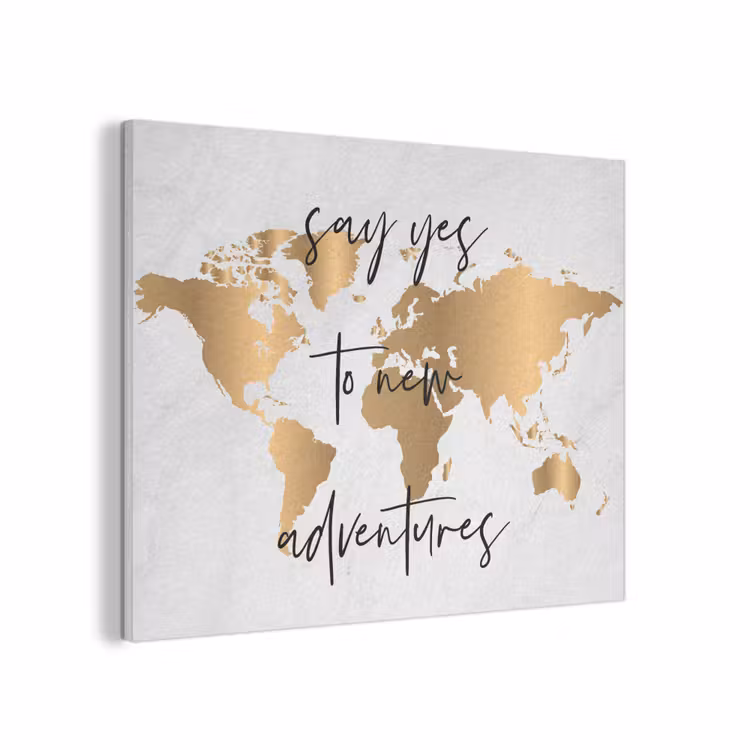 Quote - Goud - Glanzend - Wereldkaart PET vilt klein -3d