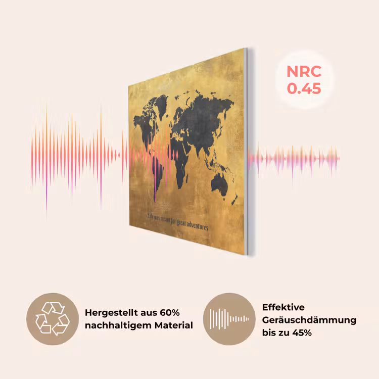 Quote - Goud - Wereldkaart - Zwart PET vilt klein -USP_DE