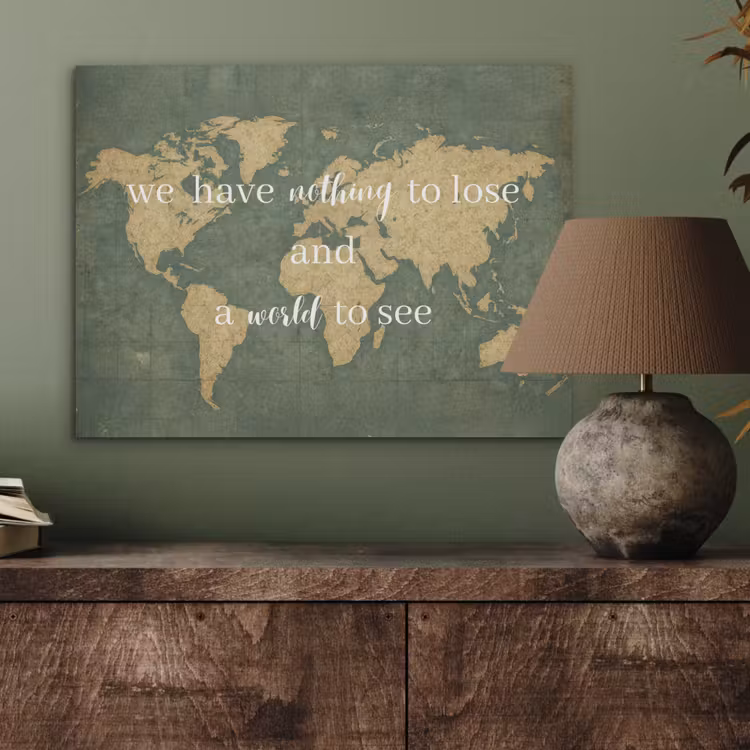 Quote - Vintage - Wereldkaart - Oud PET vilt klein -sfeer2