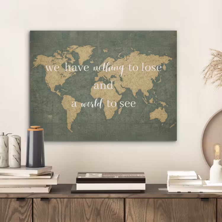 Quote - Vintage - Wereldkaart - Oud PET vilt klein -sfeer1