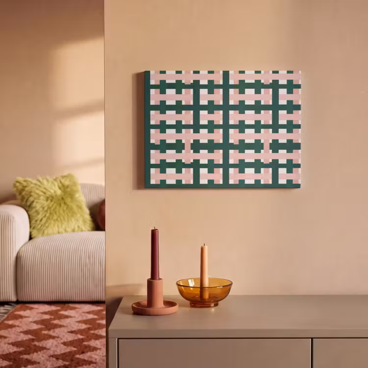 Vlechtpatroon - Groen - Roze - Grafisch PET vilt klein 837 -sfeer1