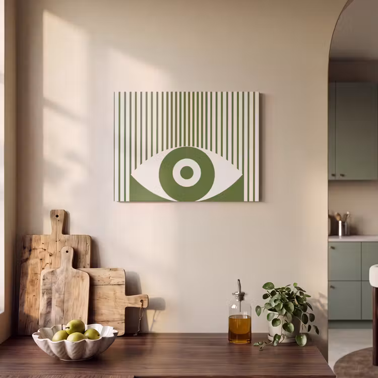 Abstract - Oog - Strepen - Modern - Groen PET vilt klein -sfeer2