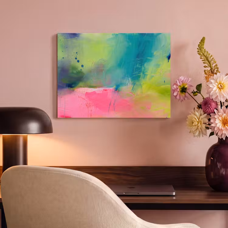 Abstract - Kleuren - Modern - Groen - Roze PET vilt klein -sfeer3